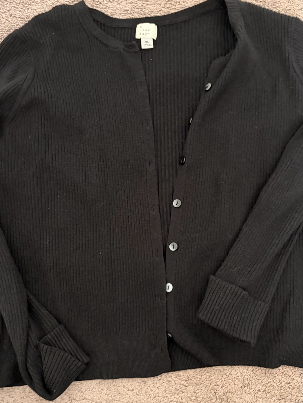 a new day Black Ribbed Henley Cardigan